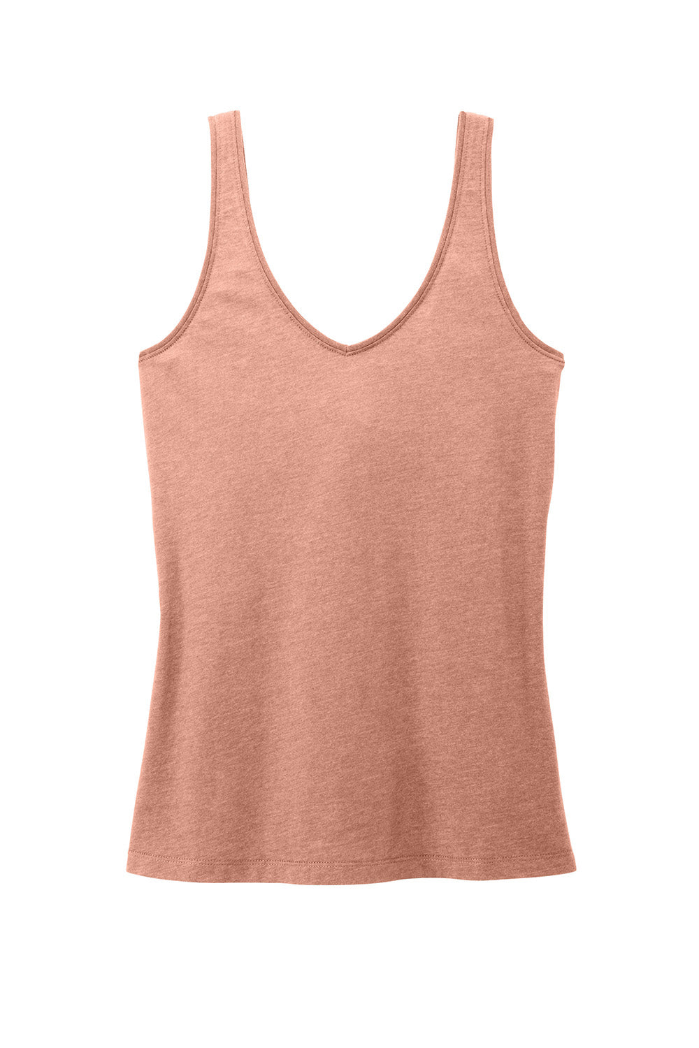 District DT154 Womens Perfect Blend CVC V-Neck Tank Top Heather Nostalgia Rose Flat Front