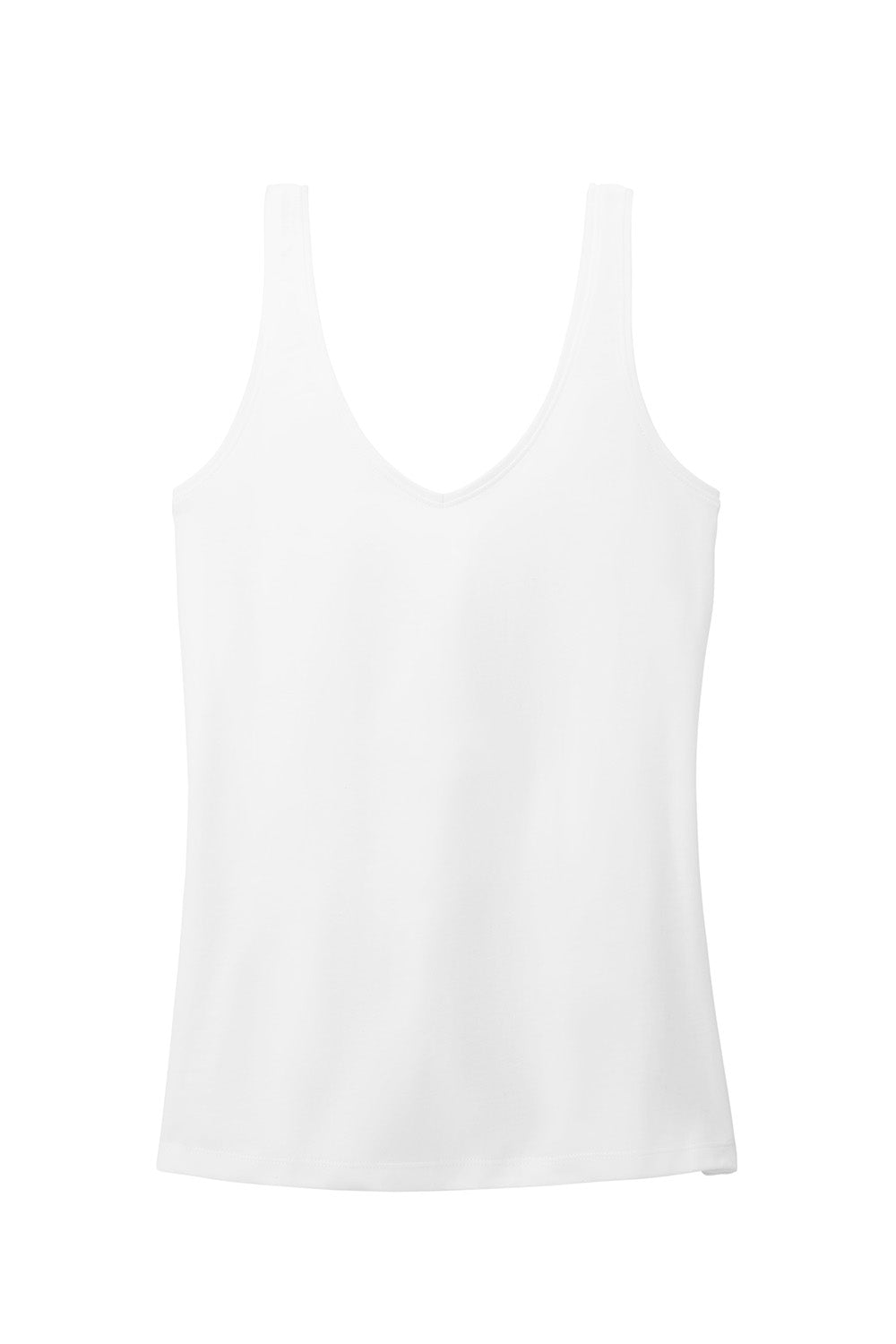District DT154 Womens Perfect Blend CVC V-Neck Tank Top White Flat Front