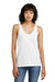 District DT154 Womens Perfect Blend CVC V-Neck Tank Top White Model Front