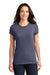 District DT155 Womens Fitted Perfect Tri Short Sleeve Crewneck T-Shirt Navy Blue Frost Model Front