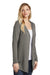 District DT156 Womens Perfect Tri Hooded Cardigan Sweater Grey Frost Model 3q