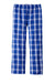 District DT1800 Mens Flannel Plaid Lounge Pants Deep Royal Blue Flat Back