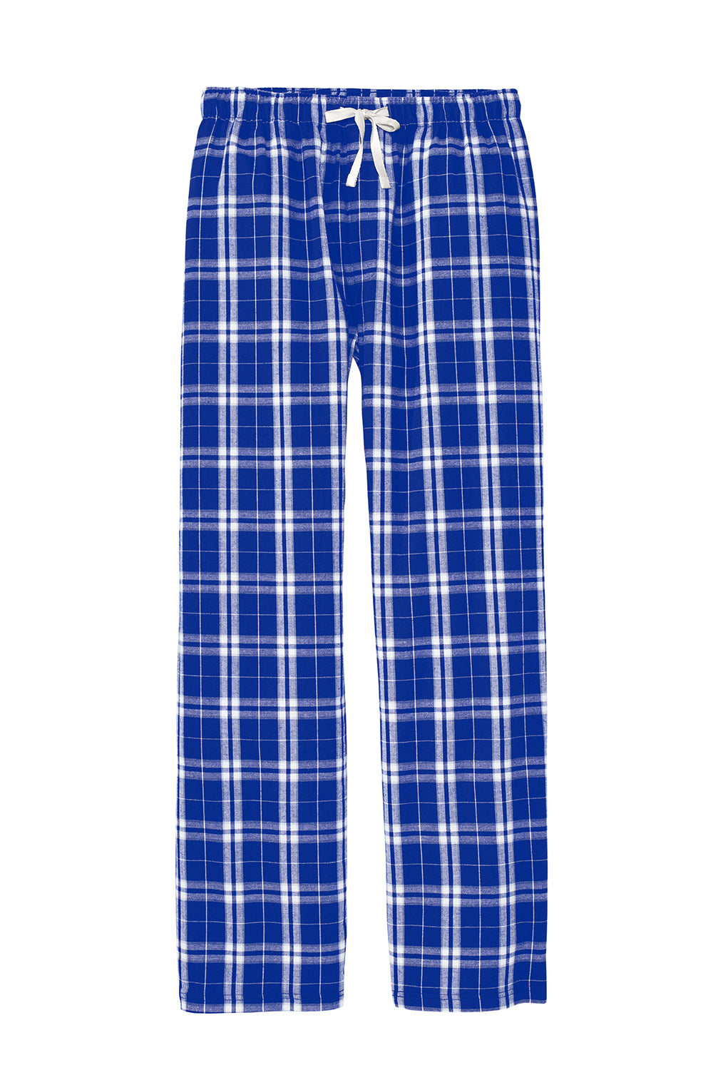 District DT1800 Mens Flannel Plaid Lounge Pants Deep Royal Blue Flat Front