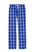 District DT1800 Mens Flannel Plaid Lounge Pants Deep Royal Blue Flat Front
