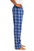 District DT1800 Mens Flannel Plaid Lounge Pants Deep Royal Blue Model Side