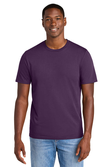 District DT184 Mens Perfect Weight CVC Short Sleeve Crewneck T-Shirt Blackberry Purple Model Front