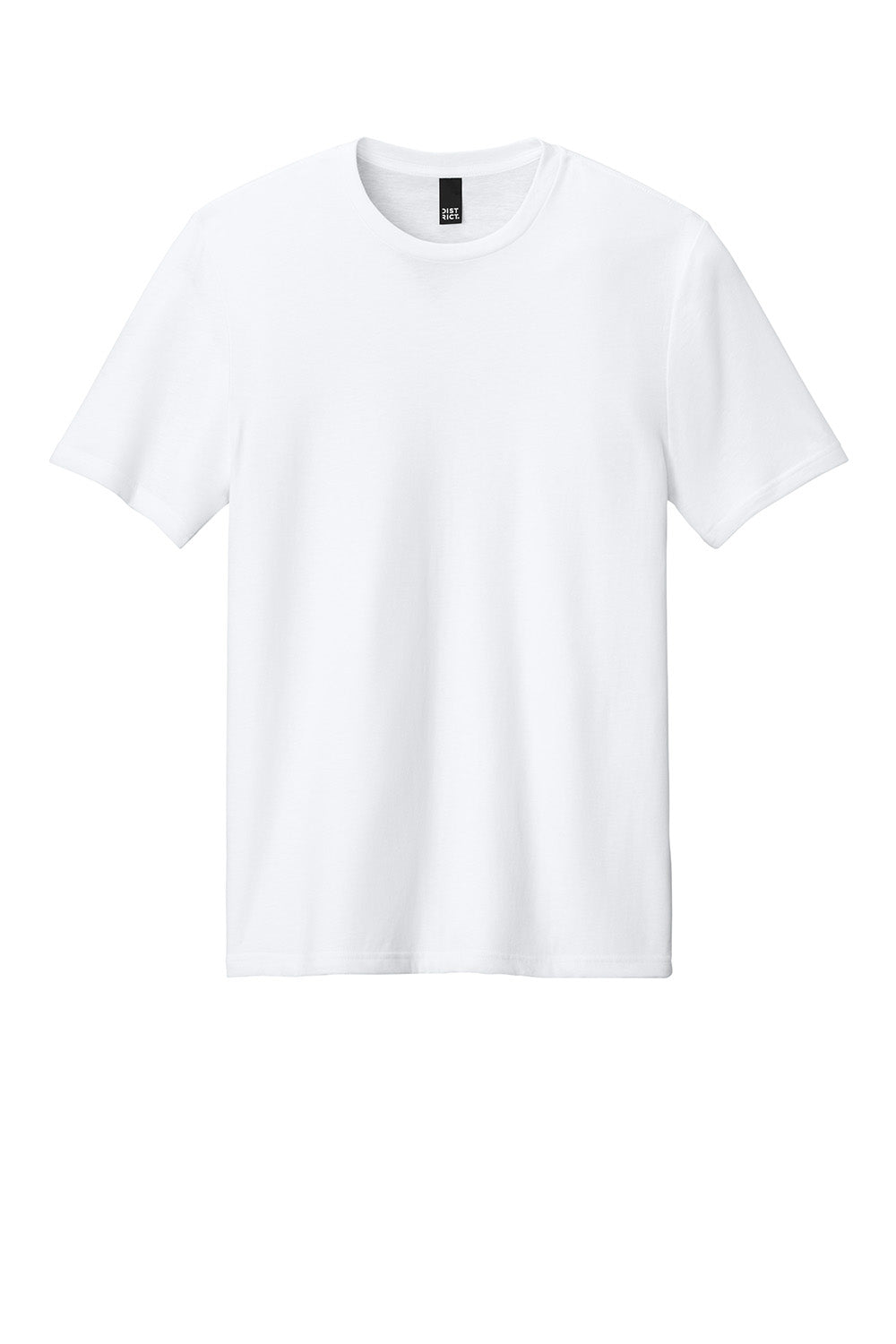 District DT184 Mens Perfect Weight CVC Short Sleeve Crewneck T-Shirt Bright White Flat Front