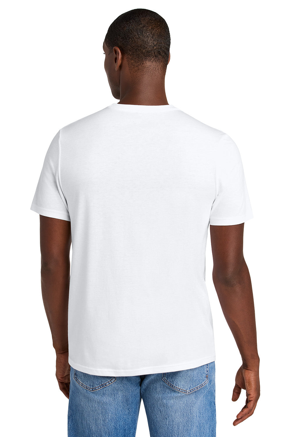 District DT184 Mens Perfect Weight CVC Short Sleeve Crewneck T-Shirt Bright White Model Back