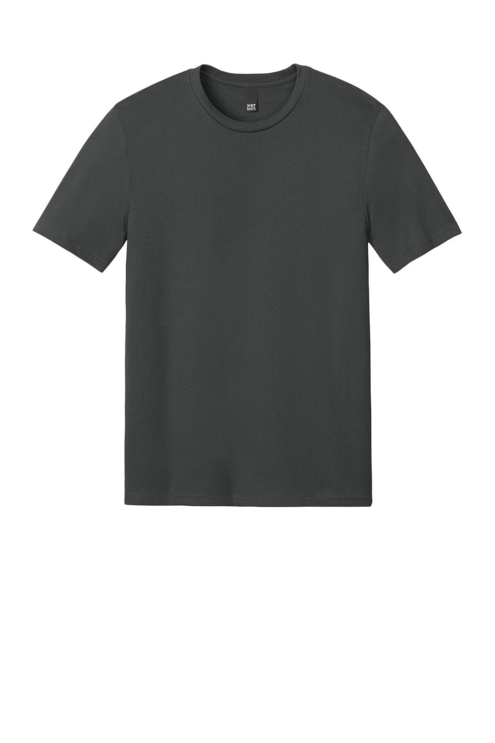 District DT184 Mens Perfect Weight CVC Short Sleeve Crewneck T-Shirt Charcoal Grey Flat Front