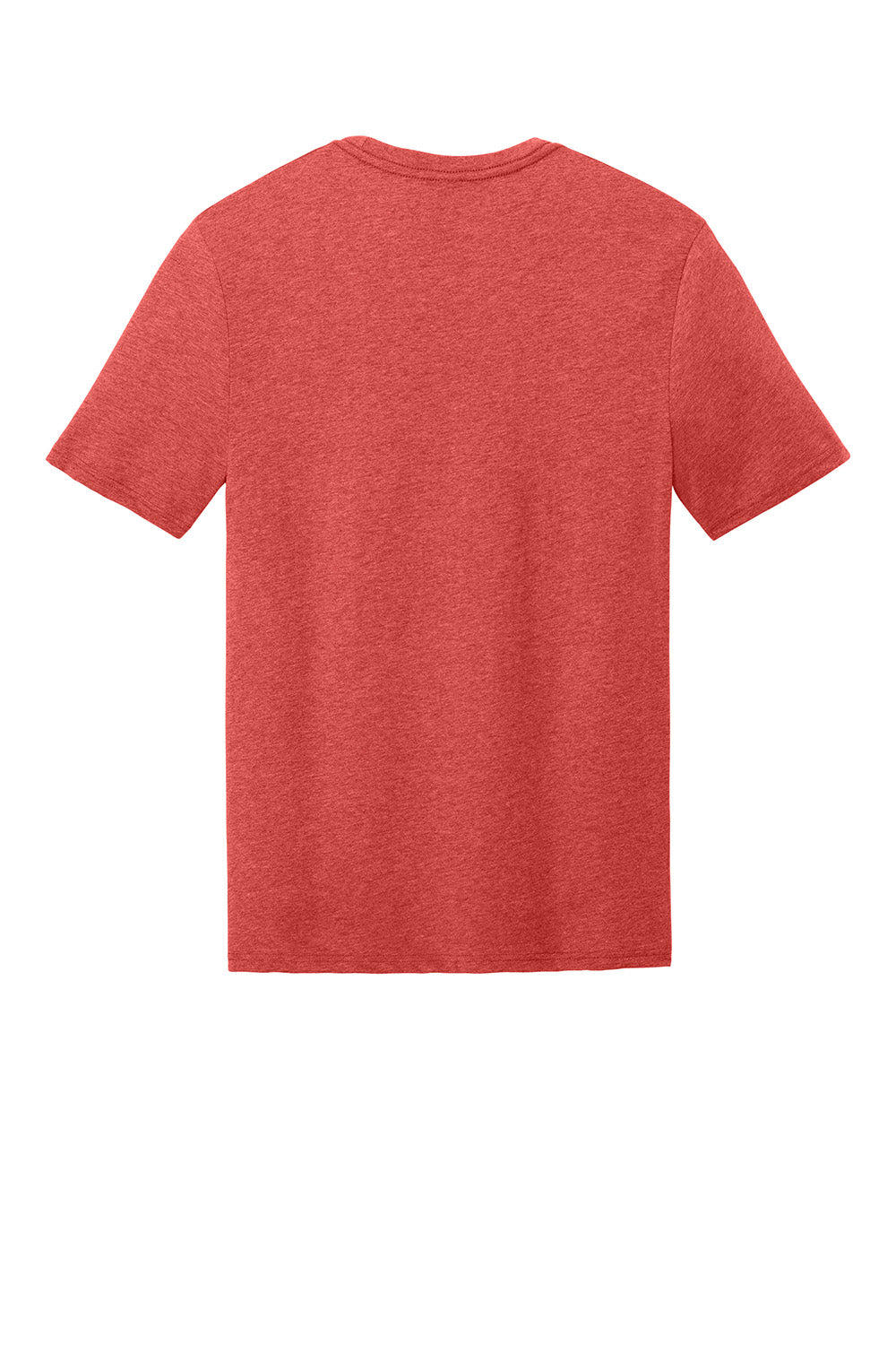 District DT184 Mens Perfect Weight CVC Short Sleeve Crewneck T-Shirt Heather Geranium Red Flat Back