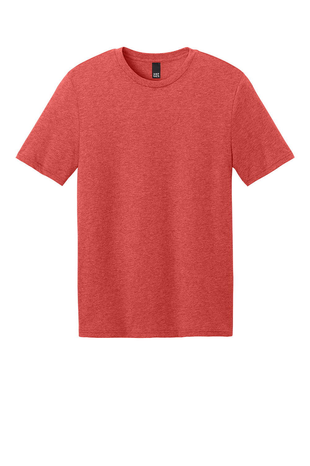 District DT184 Mens Perfect Weight CVC Short Sleeve Crewneck T-Shirt Heather Geranium Red Flat Front