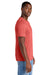 District DT184 Mens Perfect Weight CVC Short Sleeve Crewneck T-Shirt Heather Geranium Red Model Side