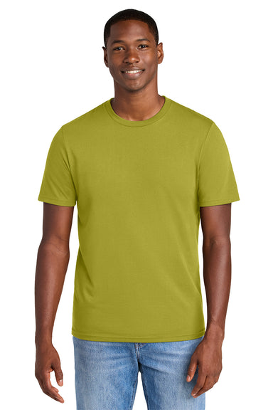 District DT184 Mens Perfect Weight CVC Short Sleeve Crewneck T-Shirt Golden Cypress Green Model Front