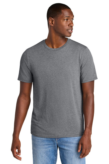 District DT184 Mens Perfect Weight CVC Short Sleeve Crewneck T-Shirt Heather Graphite Grey Model Front