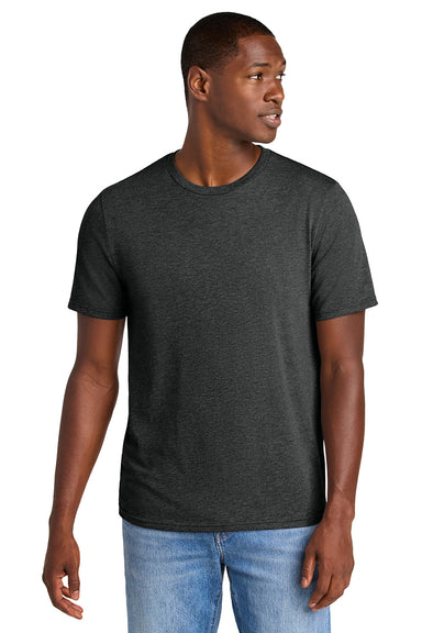 District DT184 Mens Perfect Weight CVC Short Sleeve Crewneck T-Shirt Heather Jet Black Model Front