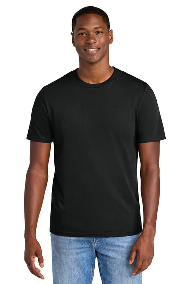 District DT184 Mens Perfect Weight CVC Short Sleeve Crewneck T-Shirt Jet Black Model Front