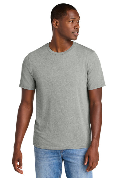 District DT184 Mens Perfect Weight CVC Short Sleeve Crewneck T-Shirt Heather Light Grey Model Front