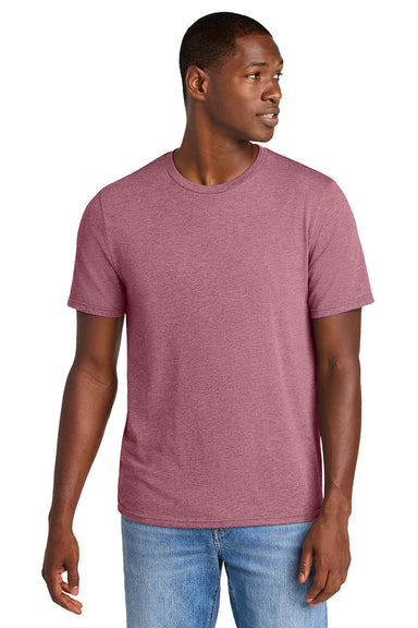 District DT184 Mens Perfect Weight CVC Short Sleeve Crewneck T-Shirt Heather Orchid Haze Purple Model Front