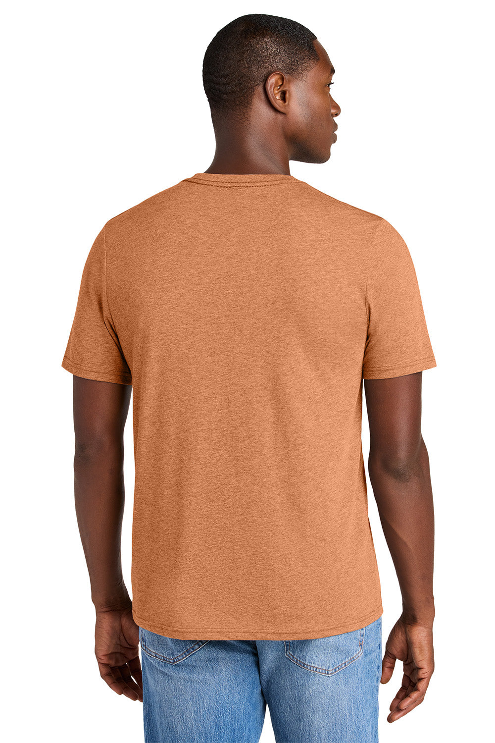 District DT184 Mens Perfect Weight CVC Short Sleeve Crewneck T-Shirt Heather Sienna Model Back