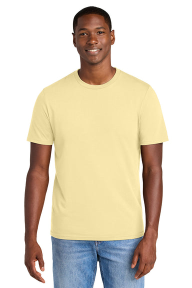 District DT184 Mens Perfect Weight CVC Short Sleeve Crewneck T-Shirt Soft Yellow Model Front