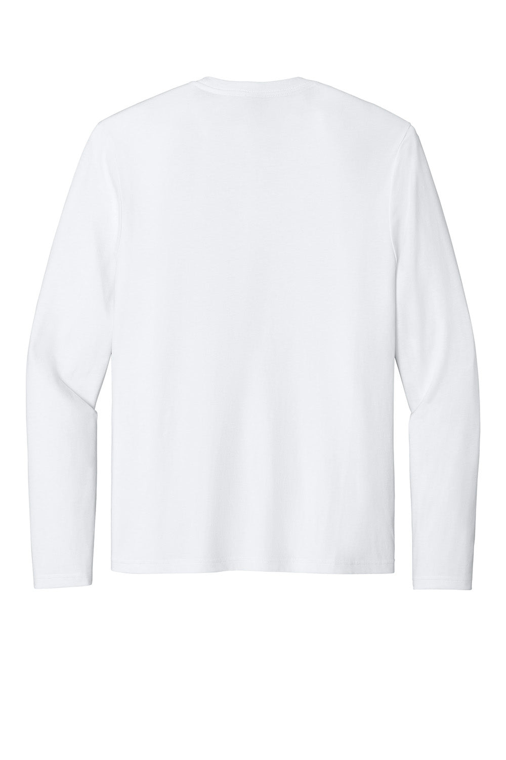 District DT185 Mens Perfect Weight CVC Long Sleeve Crewneck T-Shirt Bright White Flat Back