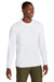 District DT185 Mens Perfect Weight CVC Long Sleeve Crewneck T-Shirt Bright White Model Front