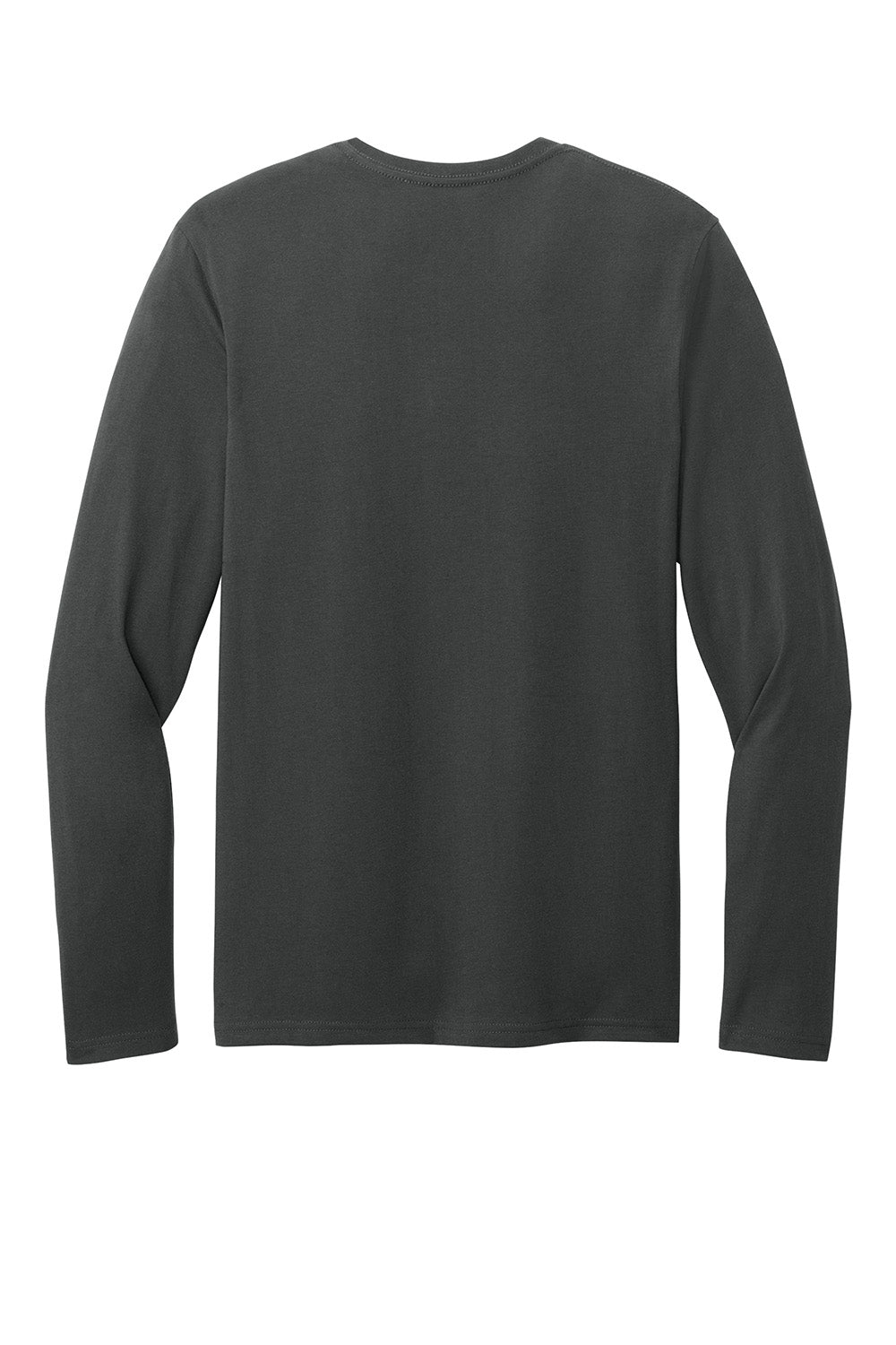 District DT185 Mens Perfect Weight CVC Long Sleeve Crewneck T-Shirt Charcoal Grey Flat Back