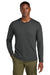 District DT185 Mens Perfect Weight CVC Long Sleeve Crewneck T-Shirt Charcoal Grey Model Front