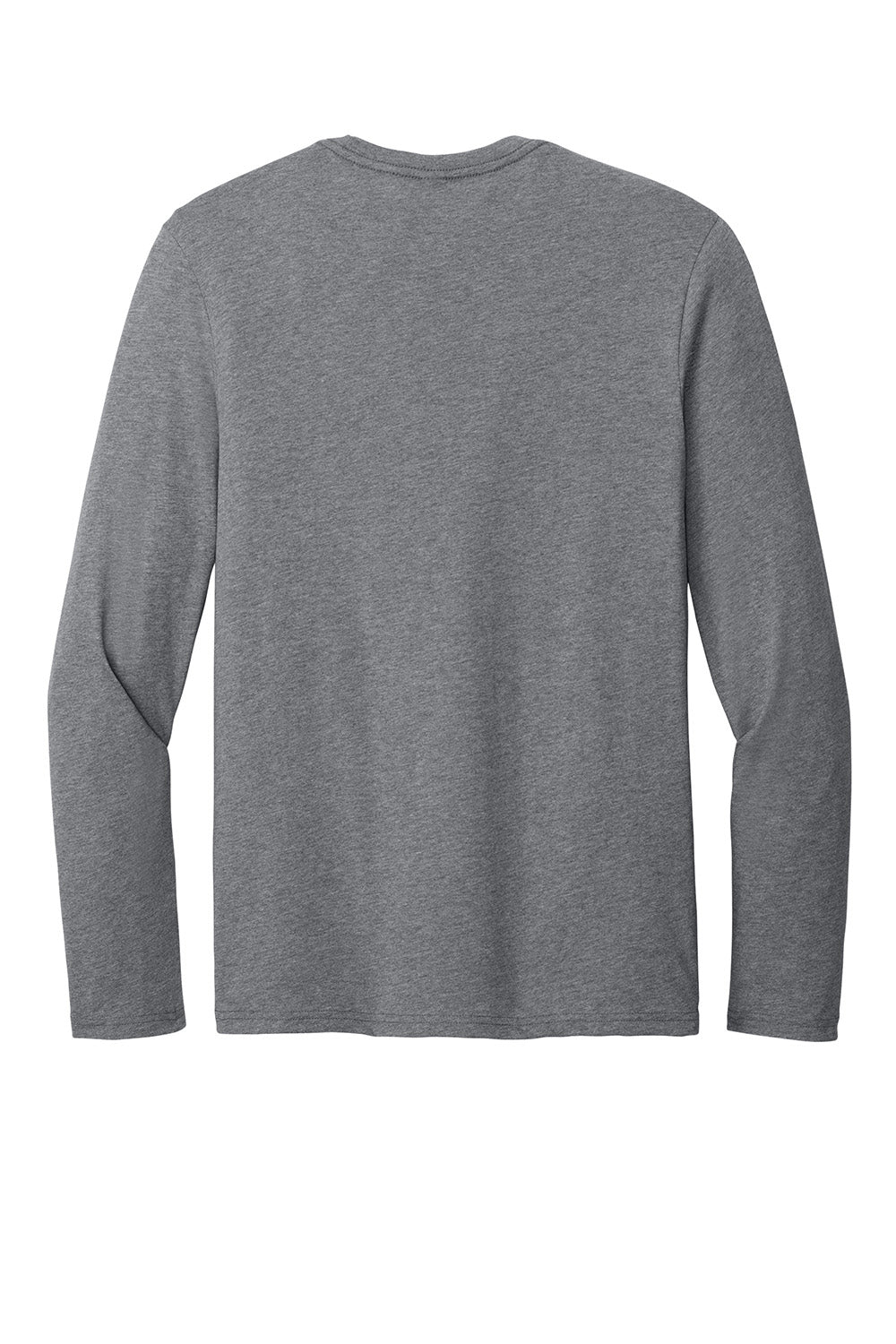 District DT185 Mens Perfect Weight CVC Long Sleeve Crewneck T-Shirt Heather Graphite Grey Flat Back