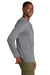 District DT185 Mens Perfect Weight CVC Long Sleeve Crewneck T-Shirt Heather Graphite Grey Model Side