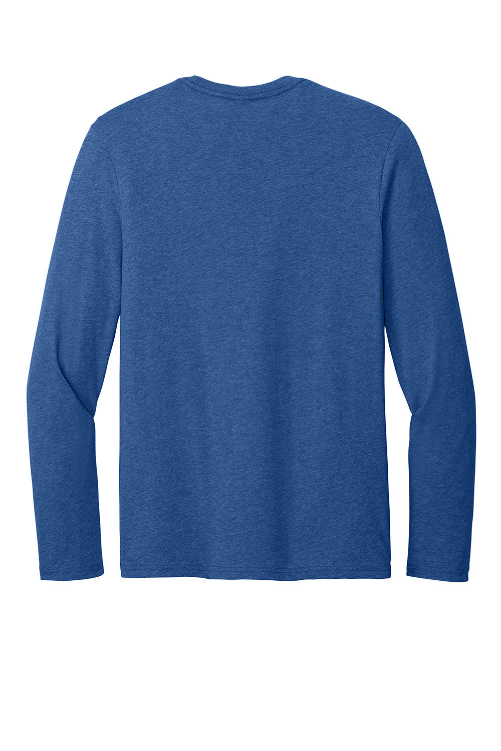 District DT185 Mens Perfect Weight CVC Long Sleeve Crewneck T-Shirt Heather Deep Royal Blue Flat Back