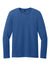 District DT185 Mens Perfect Weight CVC Long Sleeve Crewneck T-Shirt Heather Deep Royal Blue Flat Front