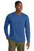 District DT185 Mens Perfect Weight CVC Long Sleeve Crewneck T-Shirt Heather Deep Royal Blue Model Front
