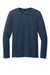 District DT185 Mens Perfect Weight CVC Long Sleeve Crewneck T-Shirt Heather Navy Blue Flat Front