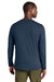 District DT185 Mens Perfect Weight CVC Long Sleeve Crewneck T-Shirt Heather Navy Blue Model Back