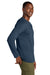 District DT185 Mens Perfect Weight CVC Long Sleeve Crewneck T-Shirt Heather Navy Blue Model Side