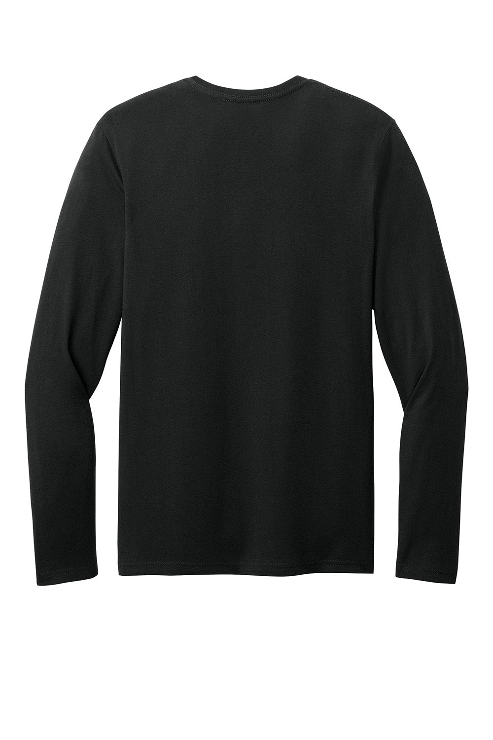 District DT185 Mens Perfect Weight CVC Long Sleeve Crewneck T-Shirt Jet Black Flat Back