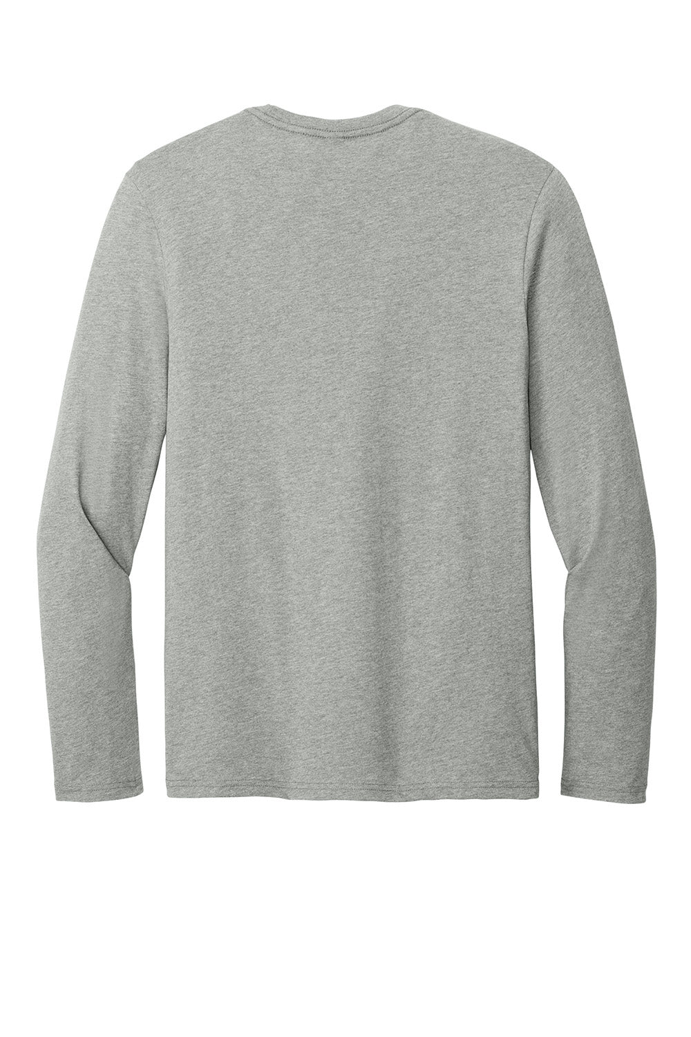 District DT185 Mens Perfect Weight CVC Long Sleeve Crewneck T-Shirt Heather Light Grey Flat Back