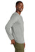 District DT185 Mens Perfect Weight CVC Long Sleeve Crewneck T-Shirt Heather Light Grey Model Side