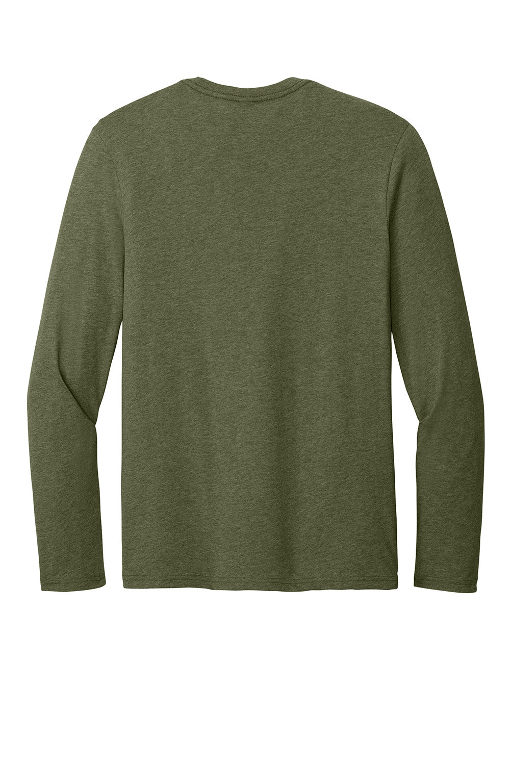 District DT185 Mens Perfect Weight CVC Long Sleeve Crewneck T-Shirt Heather Military Green Flat Back
