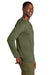 District DT185 Mens Perfect Weight CVC Long Sleeve Crewneck T-Shirt Heather Military Green Model Side