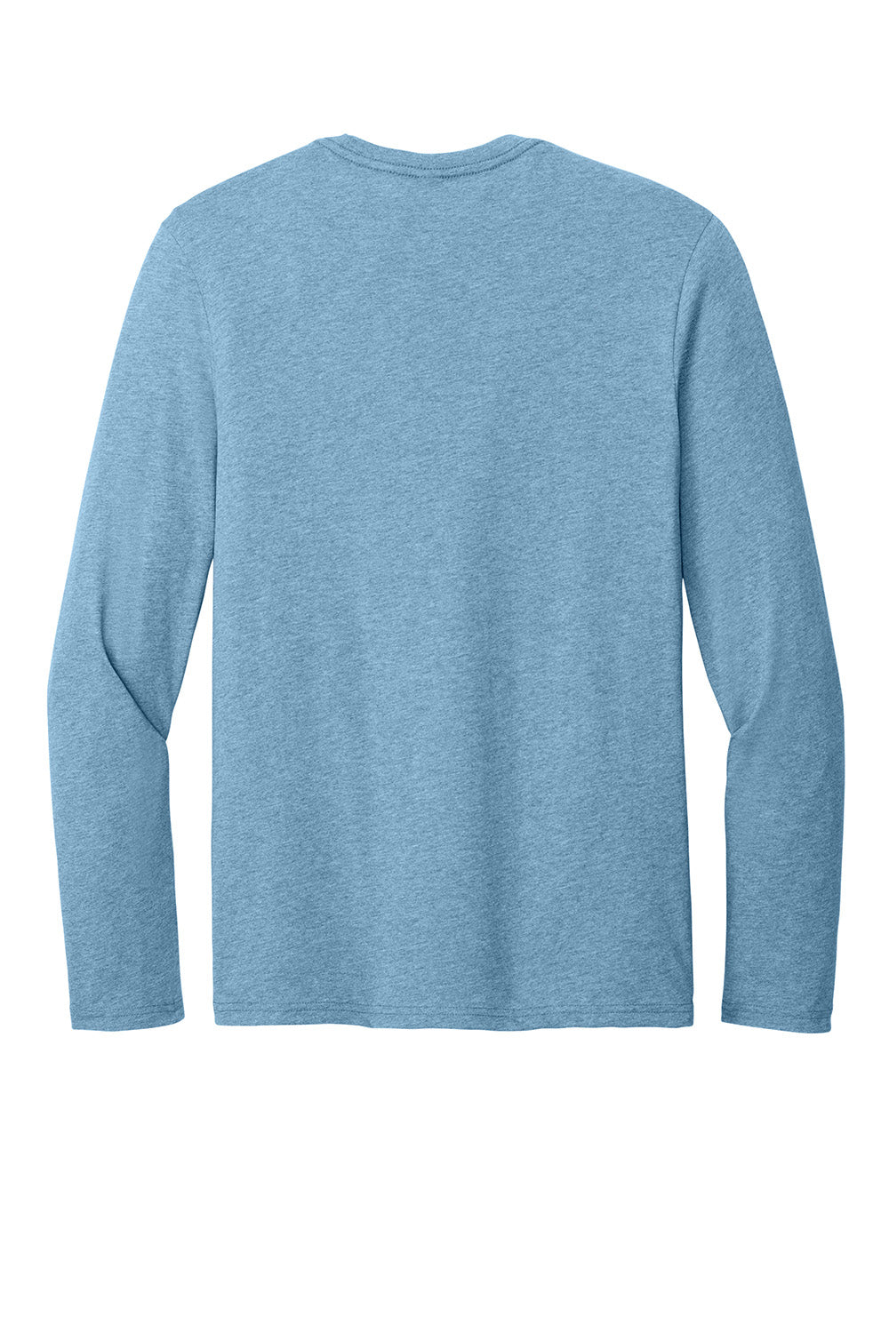 District DT185 Mens Perfect Weight CVC Long Sleeve Crewneck T-Shirt Heather Tundra Blue Flat Back