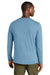 District DT185 Mens Perfect Weight CVC Long Sleeve Crewneck T-Shirt Heather Tundra Blue Model Back
