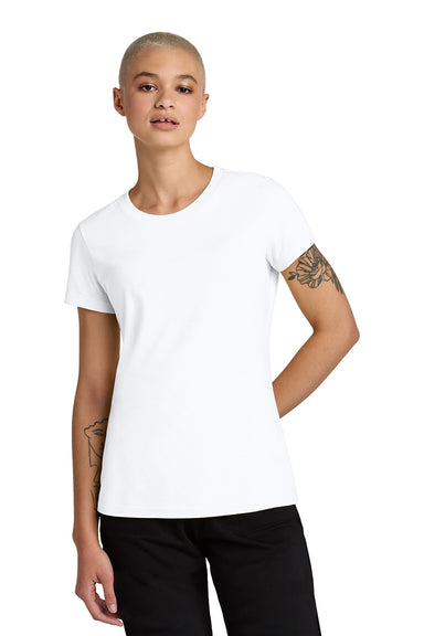 District DT188 Womens Perfect Weight CVC Short Sleeve Crewneck T-Shirt Bright White Model Front
