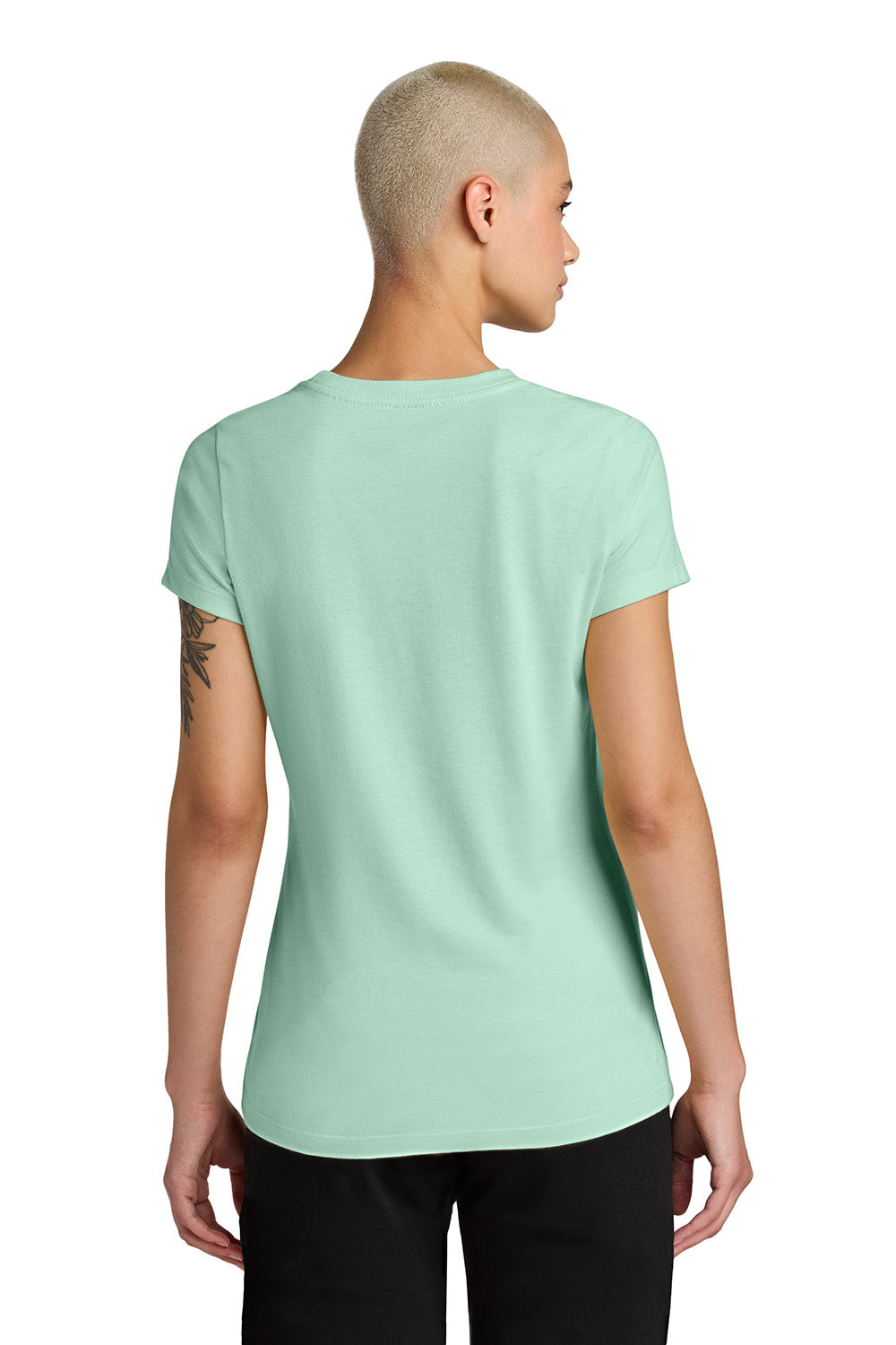 District DT188 Womens Perfect Weight CVC Short Sleeve Crewneck T-Shirt Frosted Mint Green Model Back