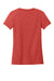 District DT188 Womens Perfect Weight CVC Short Sleeve Crewneck T-Shirt Heather Geranium Red Flat Back