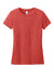 District DT188 Womens Perfect Weight CVC Short Sleeve Crewneck T-Shirt Heather Geranium Red Flat Front