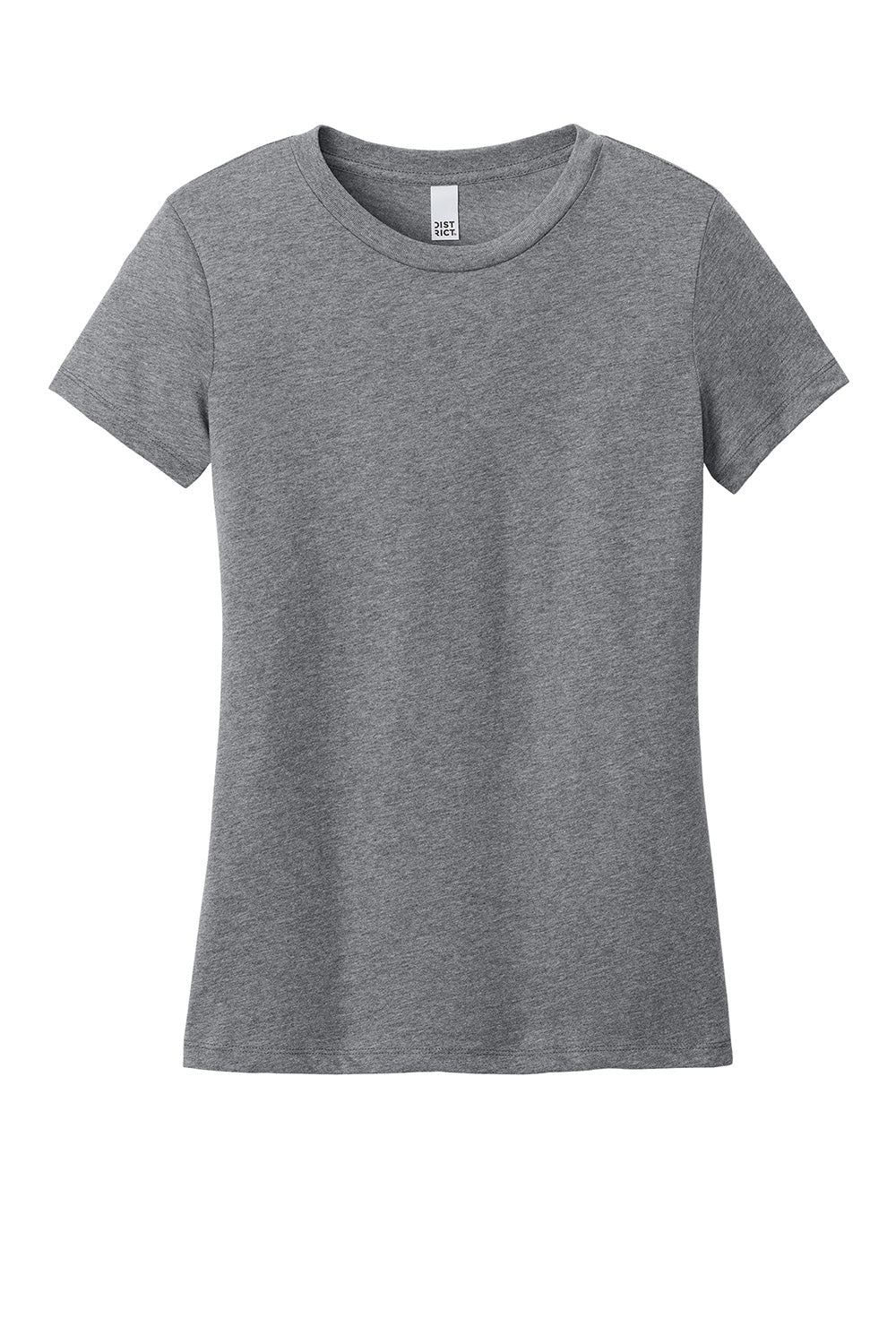 District DT188 Womens Perfect Weight CVC Short Sleeve Crewneck T-Shirt Heather Graphite Grey Flat Front