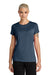District DT188 Womens Perfect Weight CVC Short Sleeve Crewneck T-Shirt Heather Navy Blue Model Front
