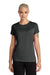 District DT188 Womens Perfect Weight CVC Short Sleeve Crewneck T-Shirt Heather Jet Black Model Front